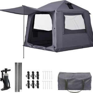Inflatable Camping Tent with Electric Air Pump - 420D Heavy Duty Oxford - 5 Min Auto-Inflation - Panoramic Stargazing Skylight - 4 Season Luxury Glamping Cabin, 4-10 Person Multiple Sizes