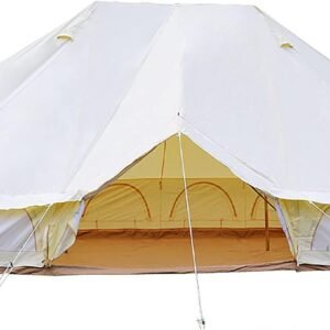 900D Oxford Cloth Bell Tent, Outdoor Waterproof Yurt Bell Tent, Family Glamping Tents, 4 Season Outdoor Camping Tent, Three Doors and Six Windows, UPF50 UV Resistant