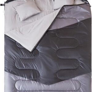Double Sleeping Bag for Adults with 2 Pillows - Queen Size  Waterproof Sleeping Bag for All Season Camping Hiking Backpacking 2 Person Sleeping Bags for Cold Weather & Warm