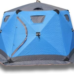Winter Ice Fishing Tent Thickened Cotton Warm Outdoor Camping Tent for 5-8 Person Ice Fishing Shelter Portable Ice Shanty Tent, Blue, 147x147x165cm