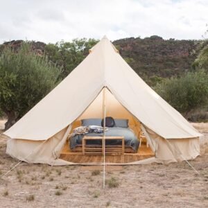 Mongolia Yurt Tent Large Camping Tent 5-8 Persons Outdoor Indian Bell Tent Family Tents for Family Self-Driving Travel Hiking, 4m, Khaki
