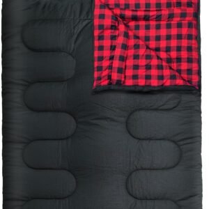 0 Degree Double Sleeping Bag for Adults Queen Size 2 Person Sleeping Bag for Cold Weather with Compression Sack for Car Camping, Hunting and Tent Camp