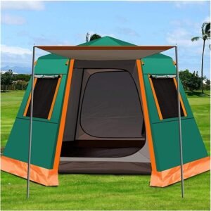 Tent,Camping Family Tent Easy Set Up Portable Folding Beach Travelling Hiking Sunshade Waterproof Shelter for Color:Green,Size:330x330x198cm
