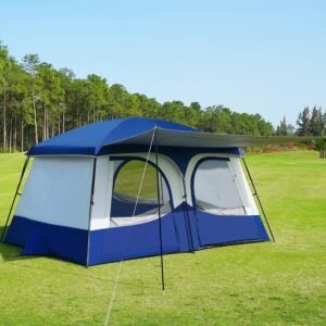 Tents，6-8 Person Camping Tent with Extended Vestibule，2 Room Weather Resistant Family Tents，Easy Install Waterproof Outdoor Tent for Backpacking and Camping Hiking
